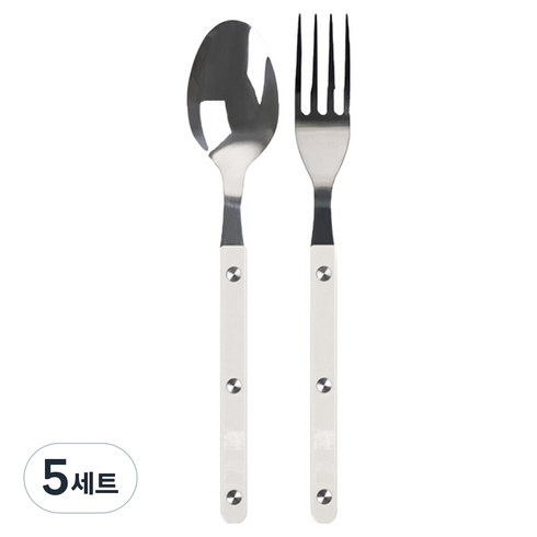티니블랑 레브 1인 디저트 양식 식기세트, 화이트, 티스푼 + 티포크, 5세트