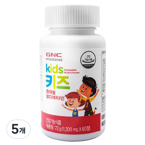 GNC 키즈 츄어블 멀티비타민, 60정, 5개
