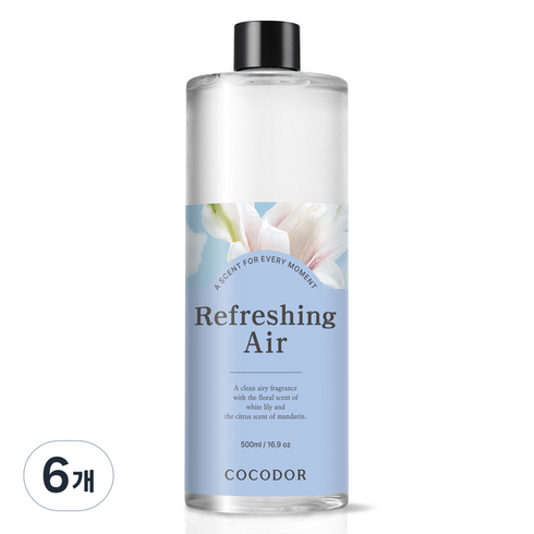코코도르 대용량 디퓨저 리필, 리프레싱에어, 500ml, 6개