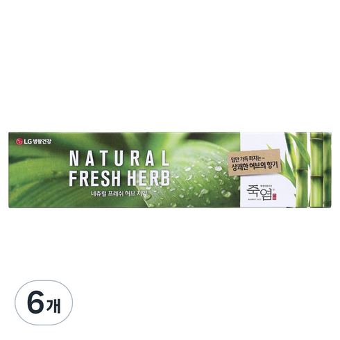 죽염 네츄럴 프레쉬 허브 치약, 160g, 6개