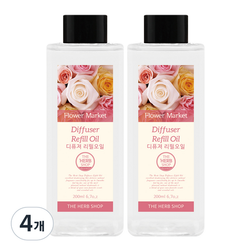 더허브샵 디퓨저 리필오일, 양재동꽃시장, 200ml, 4개