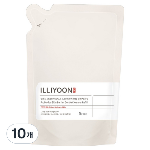 일리윤 프로바이오틱스 스킨 배리어 젠틀 클렌저 약산성 여성청결제 리필, 250ml, 10개