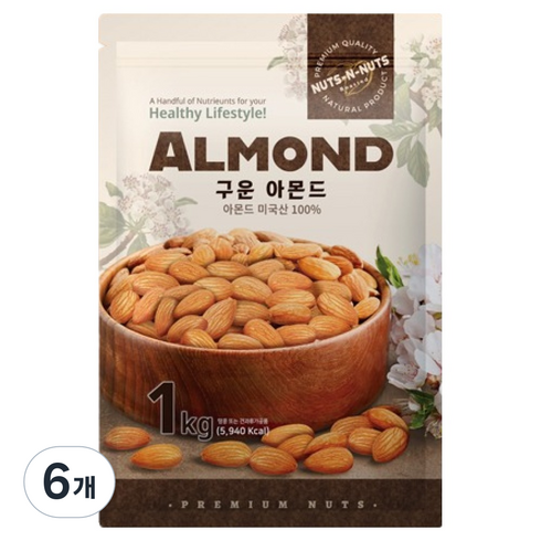 너츠앤너츠 구운 아몬드, 6개, 1kg