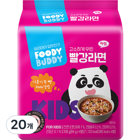 푸디버디 빨강라면, 84g, 20개