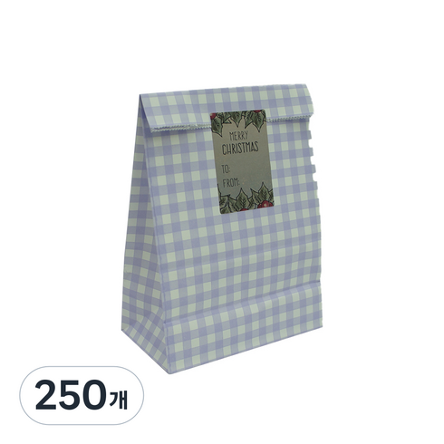 체크 페이퍼백 선물 포장봉투, 바이올렛, 250개