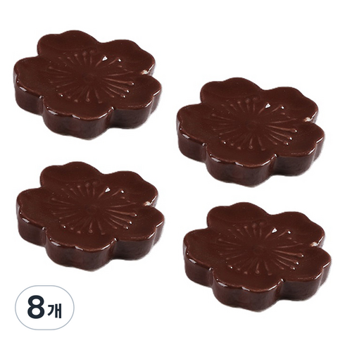 귀여운 벚꽃 세라믹 젓가락 받침 홀더, 다크브라운, 8개