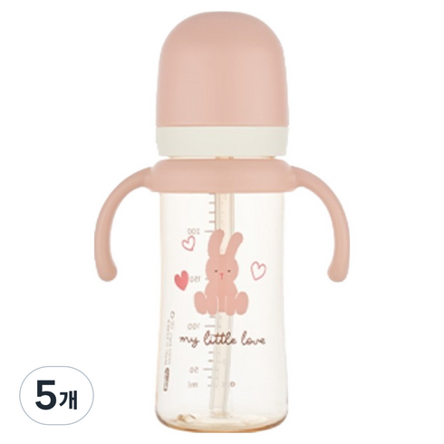 에디슨 유아용 리틀러브 PPSU 빨대컵, 250ml, 5개, 핑크토끼