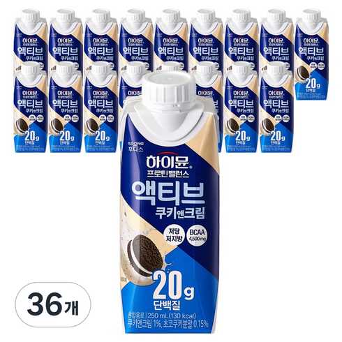하이뮨 프로틴 밸런스 액티브 쿠키앤크림, 250ml, 36개