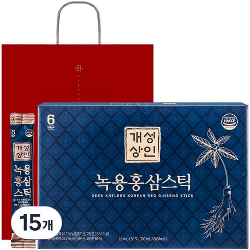 개성상인 녹용 홍삼 스틱 30개입 + 쇼핑백, 300ml, 15세트