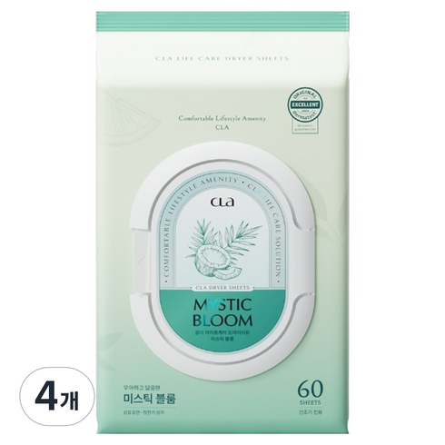 CLA 클라 고농축 퍼퓸 건조기시트 미스틱블룸, 4개, 60개입
