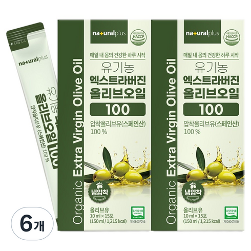 내츄럴플러스 유기농 엑스트라버진 올리브오일100 15p, 150ml, 6개