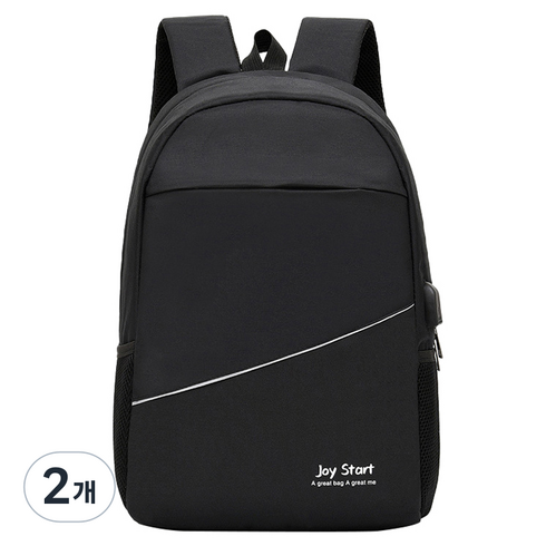 사느로 안전 반사 USB 백팩, 블랙, 2개