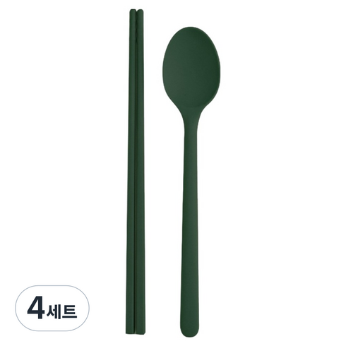 실리팟 실리콘 케어라인 성인용 수저 세트, 딥포레스트, 4세트, 숟가락 + 젓가락