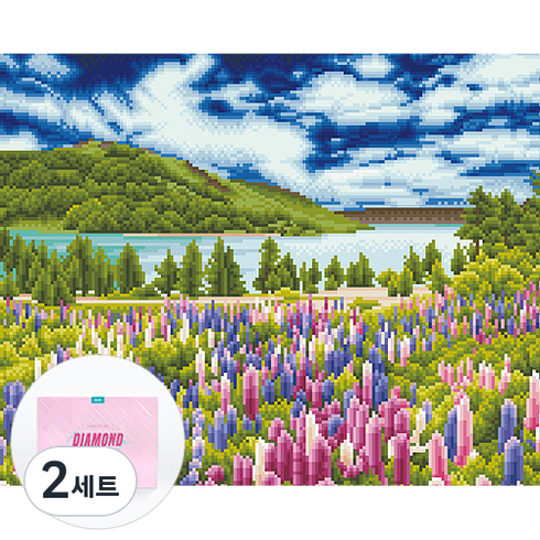 디클레어 액자 캔버스형 보석십자수 DIY 키트 40 x 50 cm, 라벤더 꽃밭, 2세트