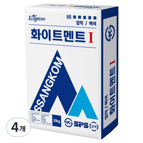 쌍곰 화이트멘트 1 압착백색 20kg, 4개