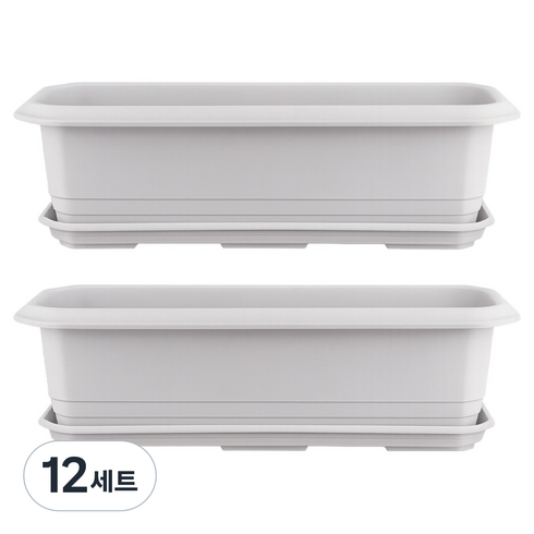 식스파머스 튼튼한 베란다 옥상 야채 키우기 메가박스 야채 텃밭 화분 655 + 받침 세트, 그레이, 12세트