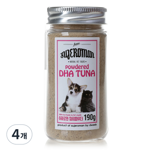 SUJEROMAN 반려동물 파우더 간식, 참치, 190g, 4개