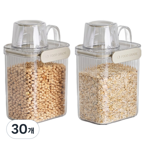 달팽이리빙 메종치비네 밀폐 잡곡통 1.3L, 투명, 30개