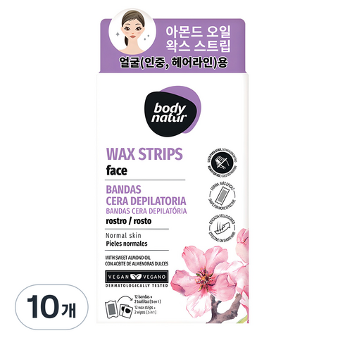 바디네이처 스위트 아몬드 왁스스트립 페이스용, 10개