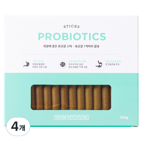 프롬벳 반려동물 순수스틱 영양제, 120g, 장건강/유산균, 4개