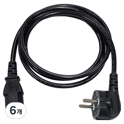 블링라이트 SU 컴퓨터 전원선 파워 케이블 220V 10A 0.75SQ, 흑색, 6개, 1.5m