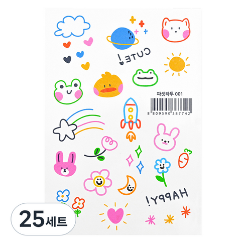 파셋 타투스티커 16종 세트, 파셋타투 001, 25세트