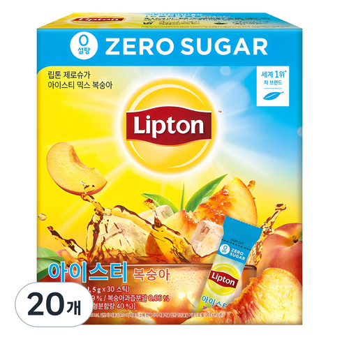 립톤 제로슈가 믹스 복숭아 아이스티분말, 5g, 30개입, 20개