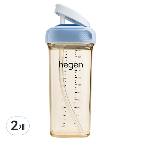 헤겐 유아용 V3 PPSU 빨대컵, 330ml, 2개, 블루