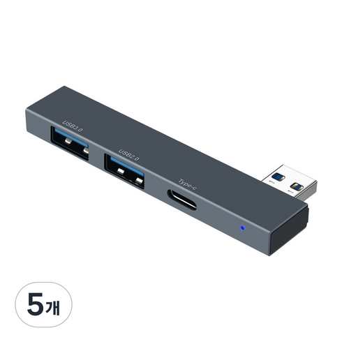 컴스 노트북 미니 USB 허브 USB 2포트 + C타입 1포트 IH586, 그레이, 5개