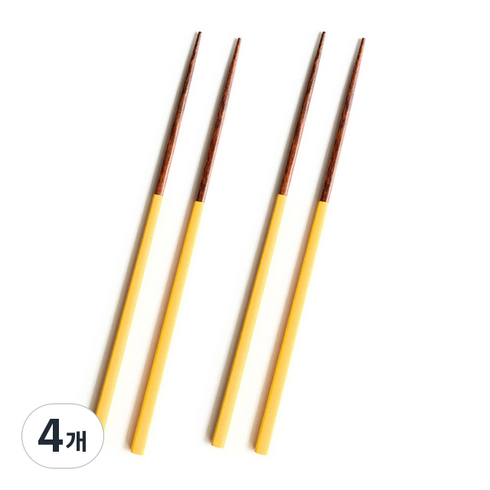휴바트 말라스 원목 젓가락 2벌, 옐로우, 단품, 4개