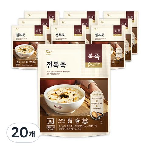 본죽 데워서 바로 먹는 전복죽, 330g, 20개