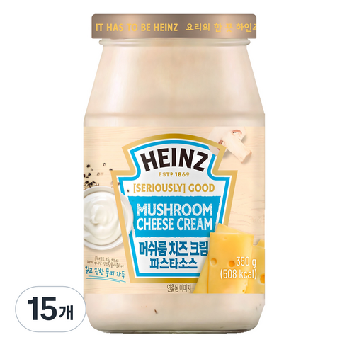 하인즈 머쉬룸 치즈 크림 파스타 소스, 350g, 15개