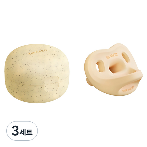 모윰 올 실리콘 마카롱 쪽쪽이 노리개젖꼭지 + 전용 케이스, 1단계(1~3개월), 망고샤베트, 3세트