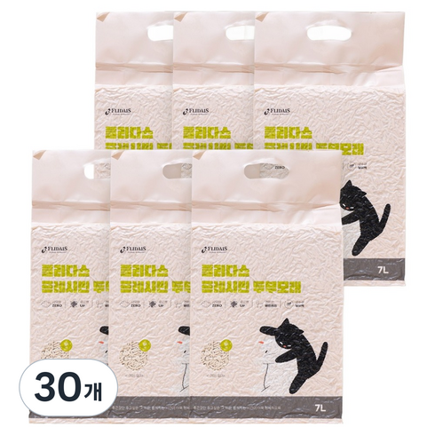 플리다스 고양이 프레시빈 가는입자 두부모래, 녹차, 30개, 7L