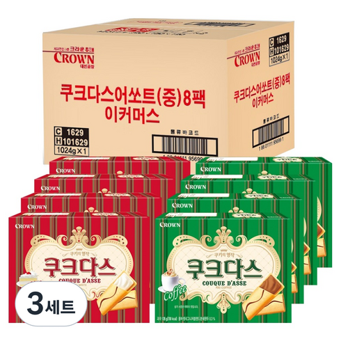 쿠크다스 2종 x 4p 세트, 3세트, 1.024kg