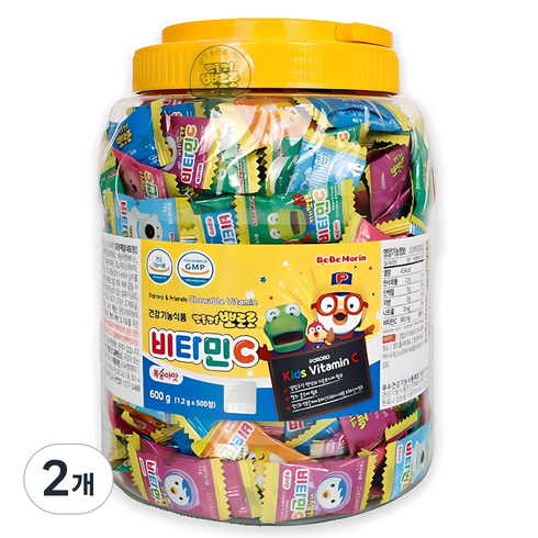 베베모린 뽀로로 비타민 C 복숭아맛, 500정, 2개