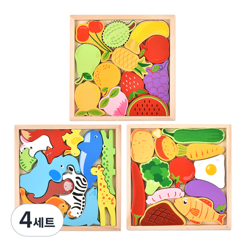 오즈토이 발란스 판퍼즐 동물+푸드+과일 세트, 4세트