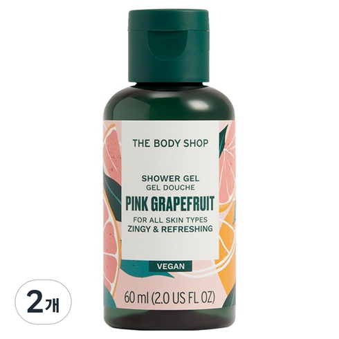 더바디샵 핑크 그레이프후룻 샤워젤 자몽향, 60ml, 2개