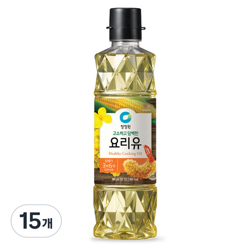 청정원 요리유 식용유, 900ml, 15개