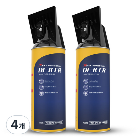 엑스핏 퍼펙트 클린 성에제거제 스프레이, 420ml, 4개