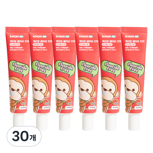 케이맘 베이비 무불소 치약 딸기향, 30g, 1개입, 30개