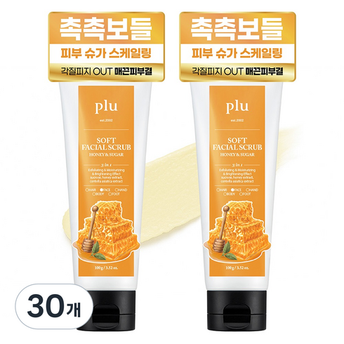 플루 소프트 페이셜 스크럽 허니 앤 슈가, 100g, 30개