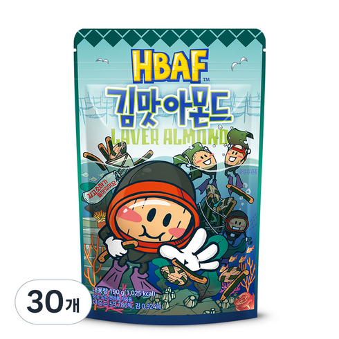HBAF 바프 김맛 아몬드, 190g, 30개