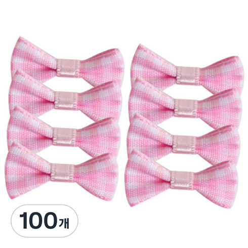 PH 미니리본 포장데코용품, 체크핑크, 100개