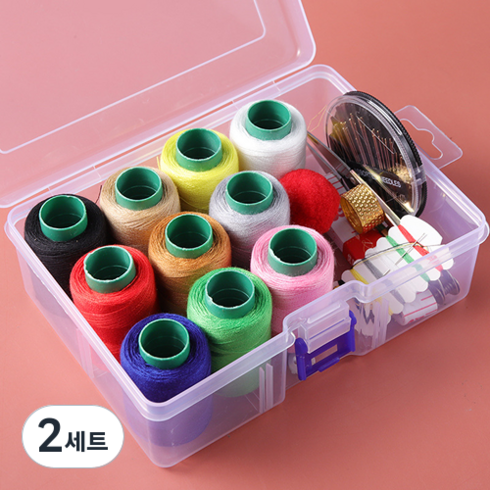 히즈플랜 10색 반짇고리 세트, 혼합색상, 2세트