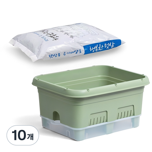 이즈리빙 내집에 텃밭 화분 + 배양토 20L, 그린, 10개