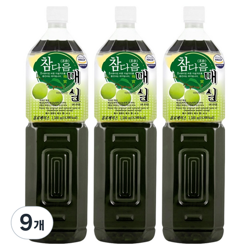 참다음 매실 음료베이스, 1.5L, 9개