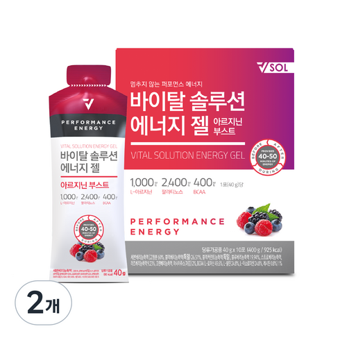 브이솔 바이탈솔루션 에너지젤 아르기닌 부스트 1박스 / 10포, 400g, 2개