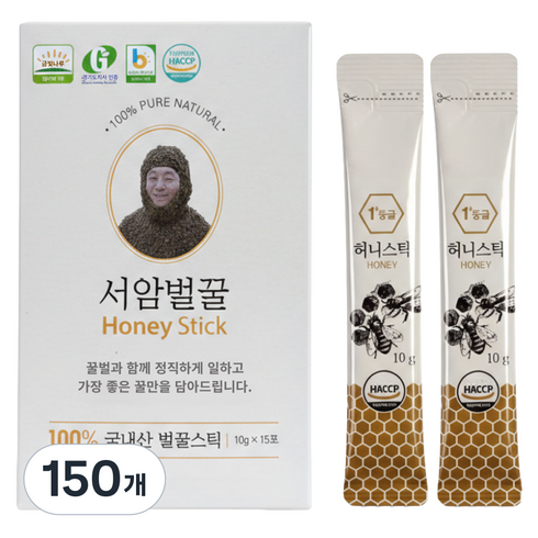 어반데일 천연 국산 아카시아 벌꿀스틱, 10g, 150개