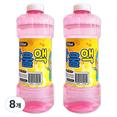 애들랜드 대용량 버블건 리필용 비눗방울액 1.25L, 혼합색상, 8개